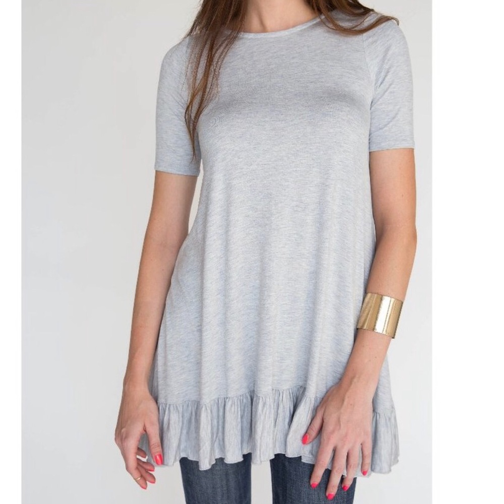 Agnes & Dora NWT Blue Melange Ruffle Tunic S NWT - Picture 1 of 6